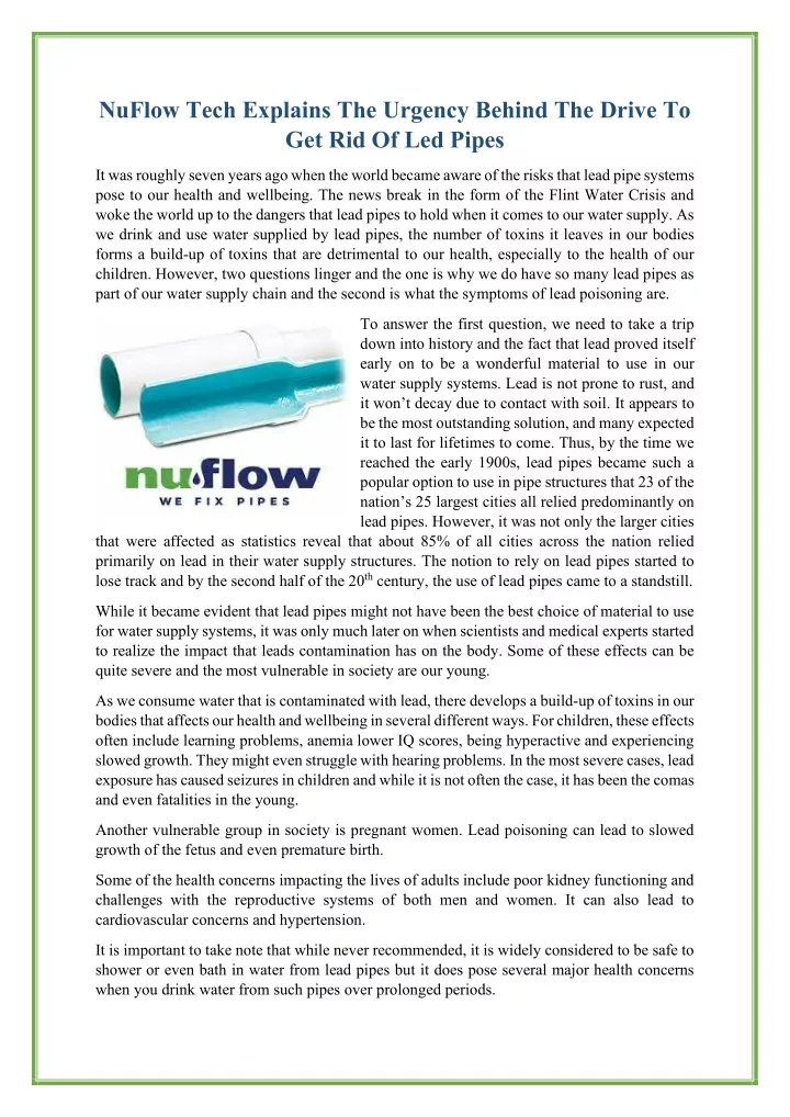 nuflow tech explains the urgency behind the drive