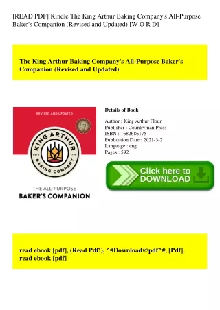 [READ PDF] Kindle The King Arthur Baking Company's All-Purpose Baker's Companion (Revised and Updated) [W O R D]