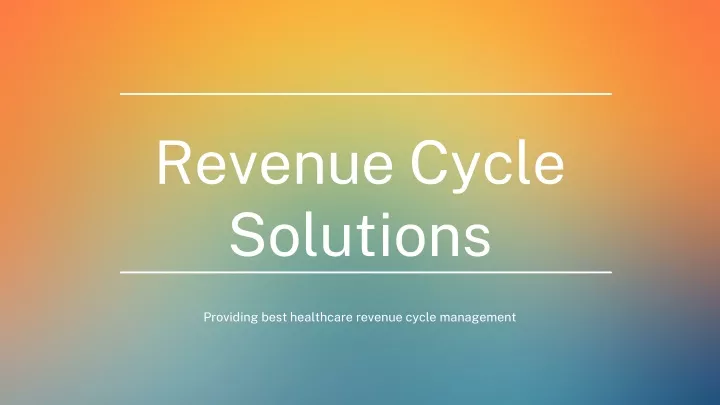 revenue cycle solutions