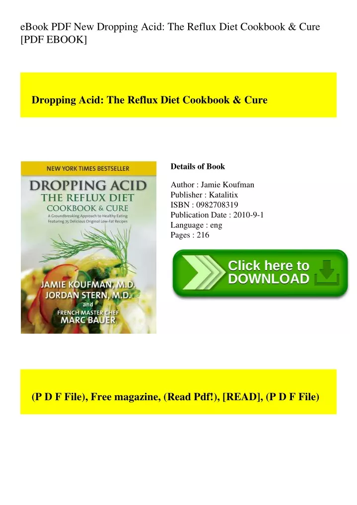 ebook pdf new dropping acid the reflux diet
