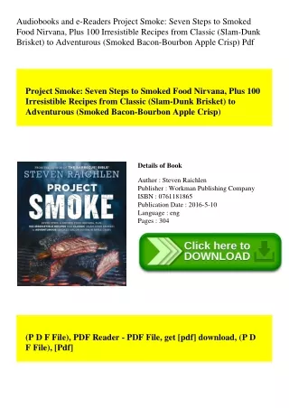Audiobooks and e-Readers Project Smoke Seven Steps to Smoked Food Nirvana  Plus 100 Irresistible Recipes from Classic (S