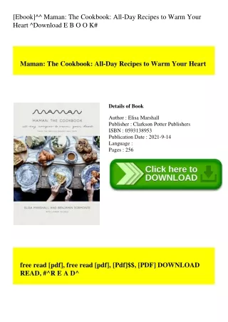 [Ebook]^^ Maman The Cookbook All-Day Recipes to Warm Your Heart ^Download E B O O K#