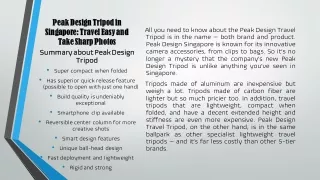 Peak Design Tripod in Singapore: Travel Easy and Take Sharp Photos