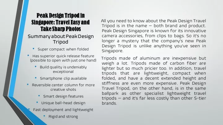 peak design tripod in peak design tripod