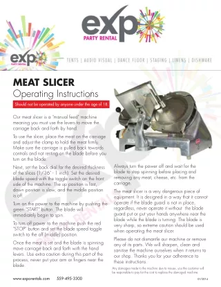 Meat Slicer Instructions
