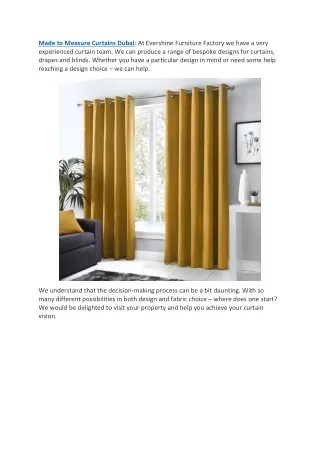 Made to Measure Curtains Dubai