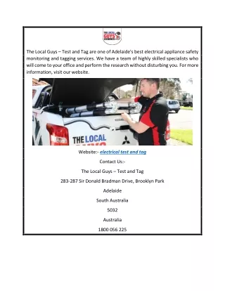 the local guys test and tag are one of adelaide
