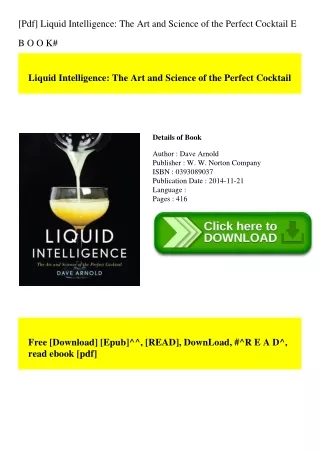 [Pdf] Liquid Intelligence The Art and Science of the Perfect Cocktail E B O O K#
