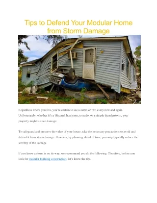 tips to defend your modular home from storm damage