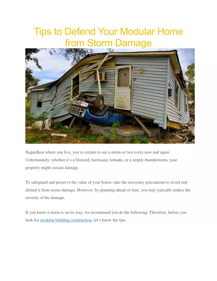 tips to defend your modular home from storm damage