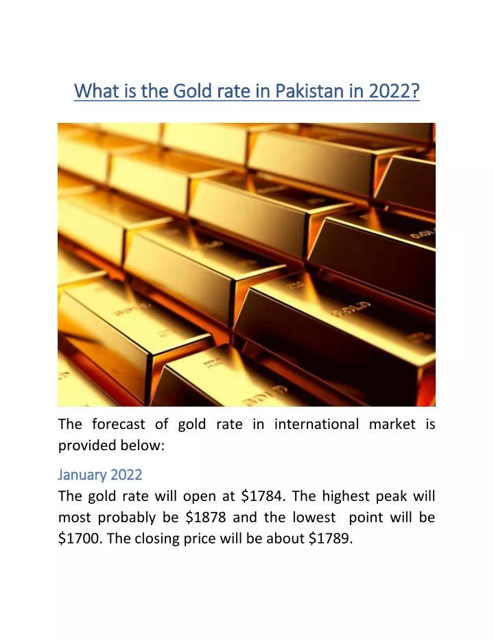 what is the gold rate in pakistan in 2022 what
