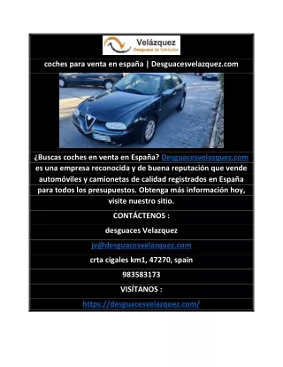 coches para venta en españa | Desguacesvelazquez.com