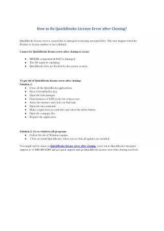 how to fix quickbooks license error after cloning