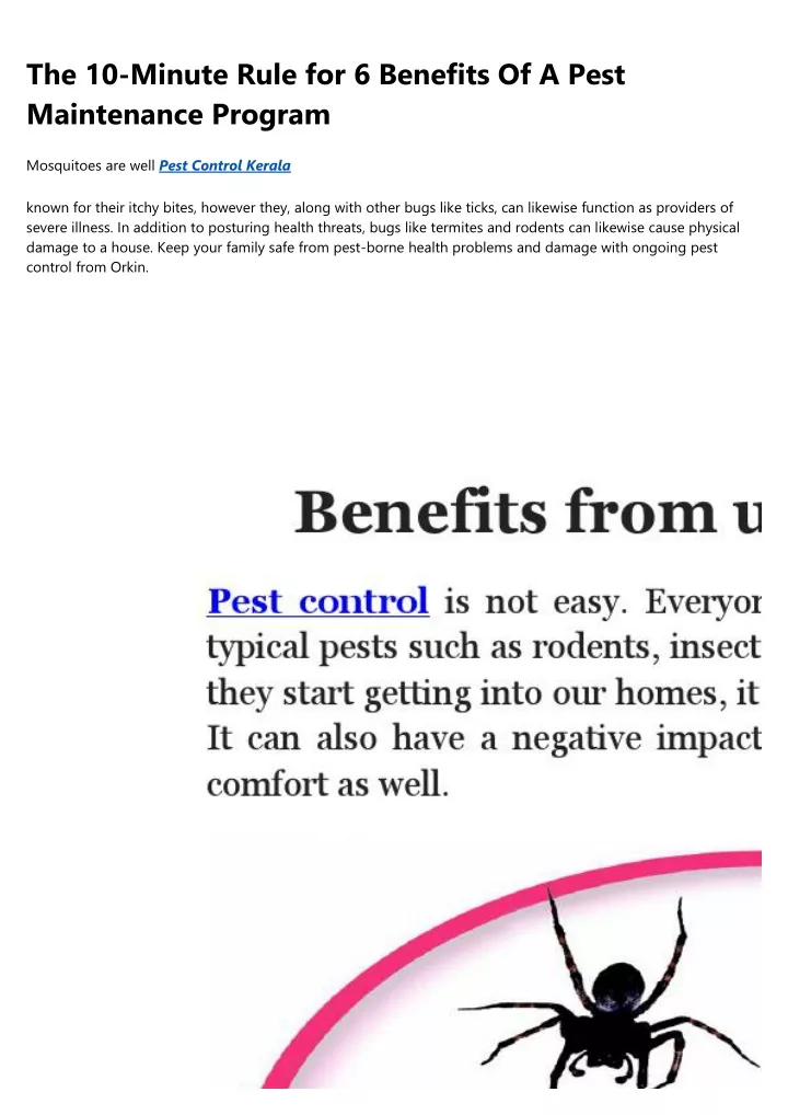 the 10 minute rule for 6 benefits of a pest