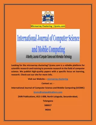 Microarray Clustering  Ijcsmc.com