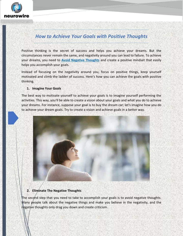 how to achieve your goals with positive thoughts