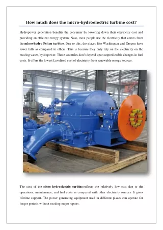 How much does the micro-hydroelectric turbine cost?