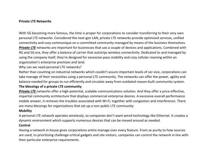 private lte networks