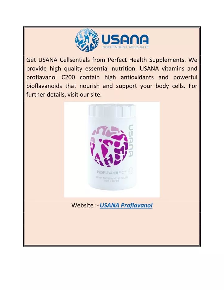 get usana cellsentials from perfect health