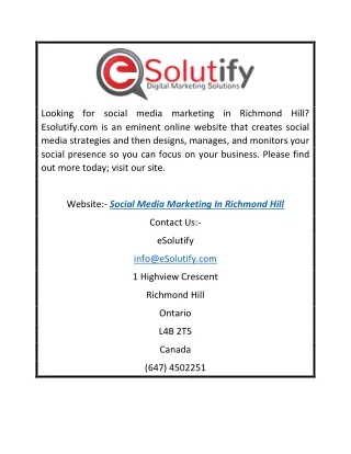 Social Media Marketing In Richmond Hill  Esolutify