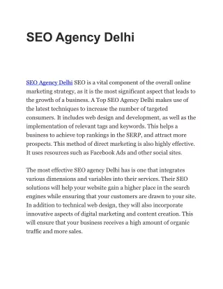 SEO Agency Delhi