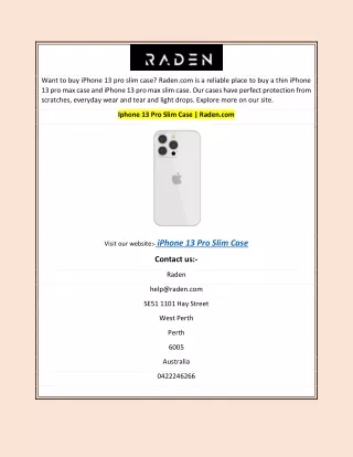 Iphone 13 Pro Slim Case | Raden.com