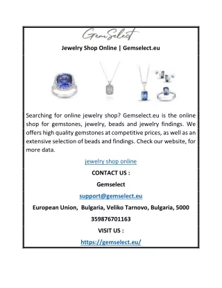 Jewelry Shop Online | Gemselect.eu