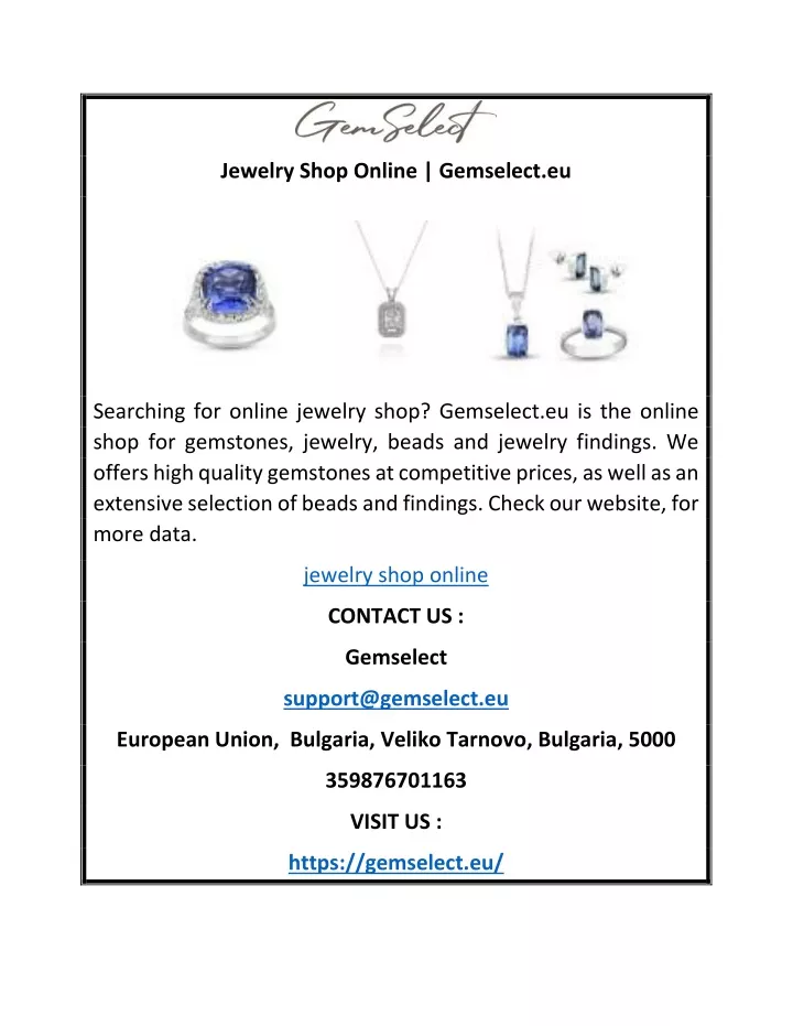 jewelry shop online gemselect eu
