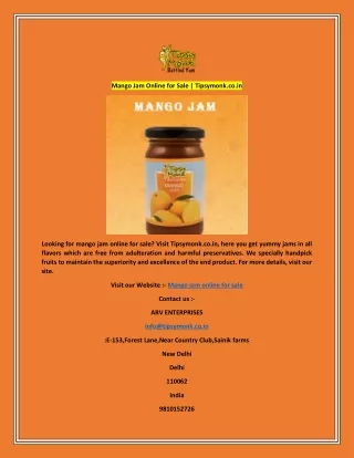 Mango Jam Online for Sale  Tipsymonk.co.in