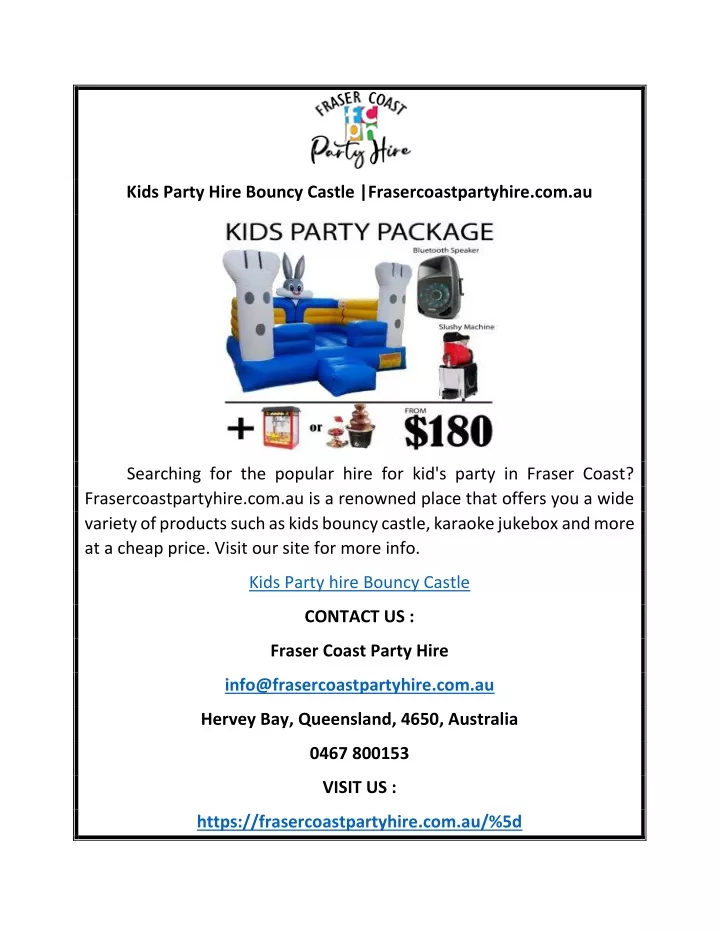 kids party hire bouncy castle