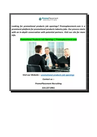Promotional Products Job Openings  Promoplacement.com