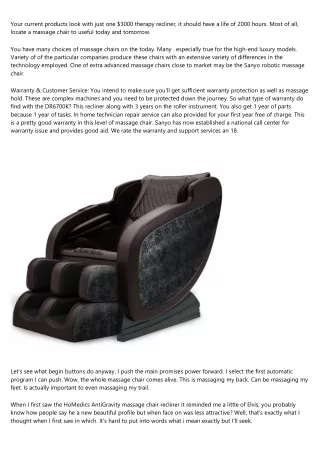 Review For Hec-Sr1000k Shiatsu Massage Chair Recliner By Sanyo