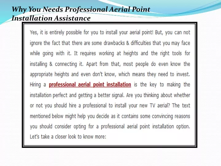 why you needs professional aerial point