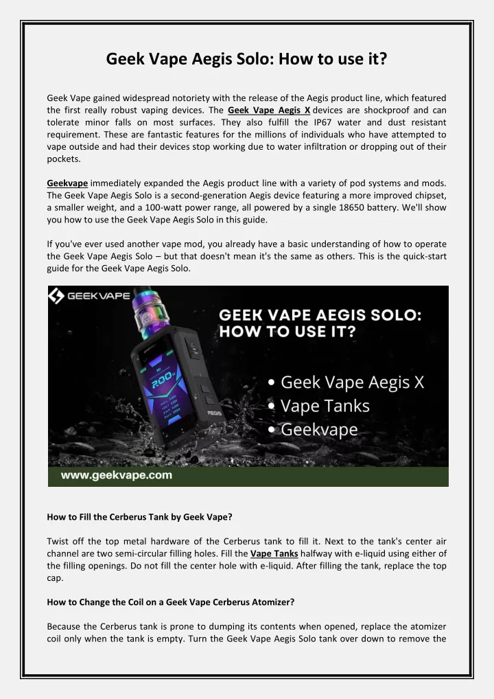 geek vape aegis solo how to use it