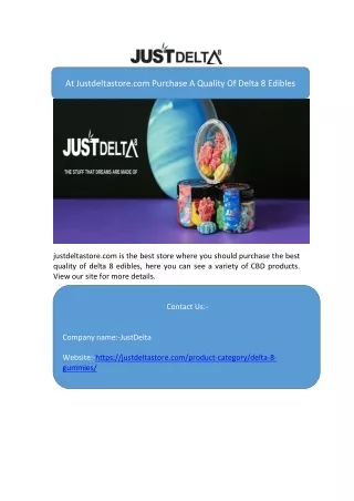 At Justdeltastore.com Purchase A Quality Of Delta 8 Edibles