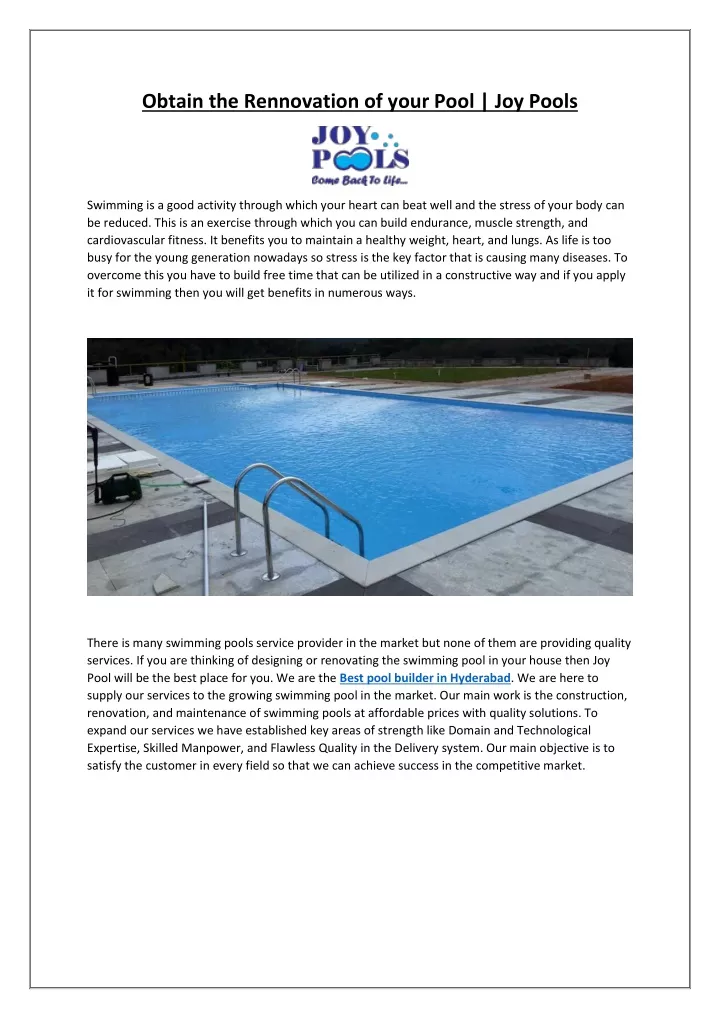 obtain the rennovation of your pool joy pools