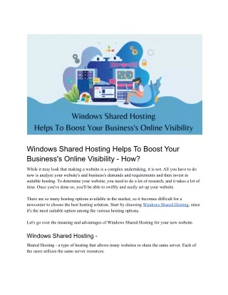 windows shared hosting helps to boost your
