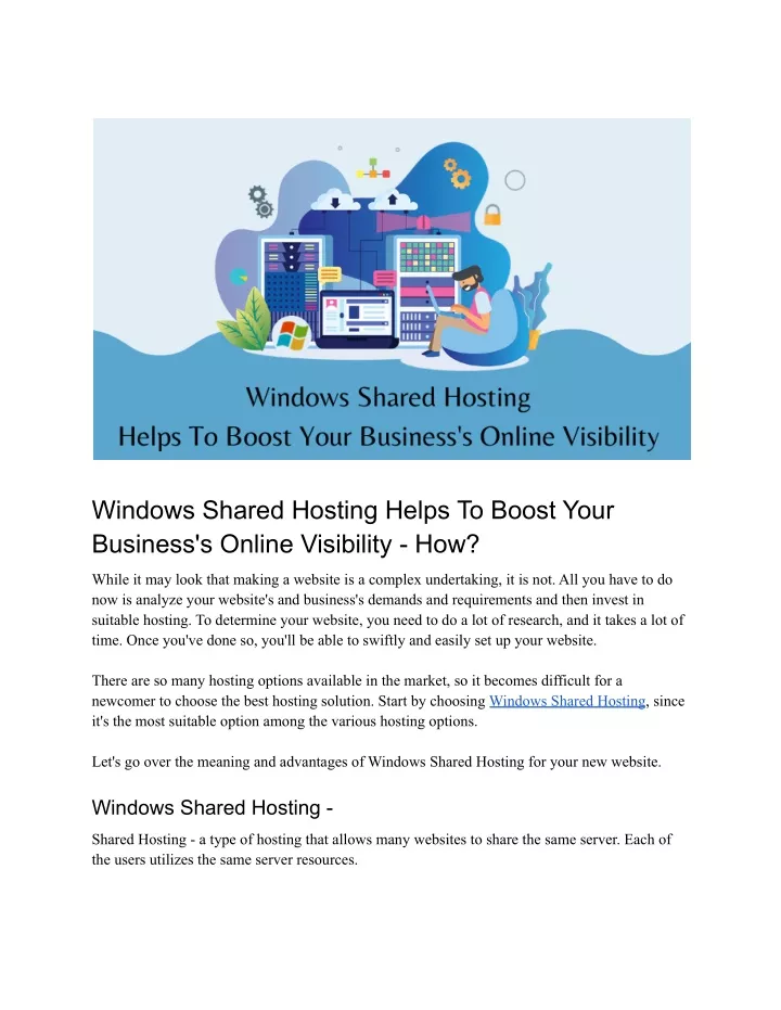 windows shared hosting helps to boost your