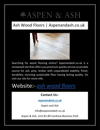 Ash Wood Floors | Aspenandash.co.uk