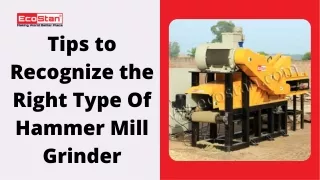 Tips to Recognize the Right Type Of Hammer Mill Grinder | Ecostan