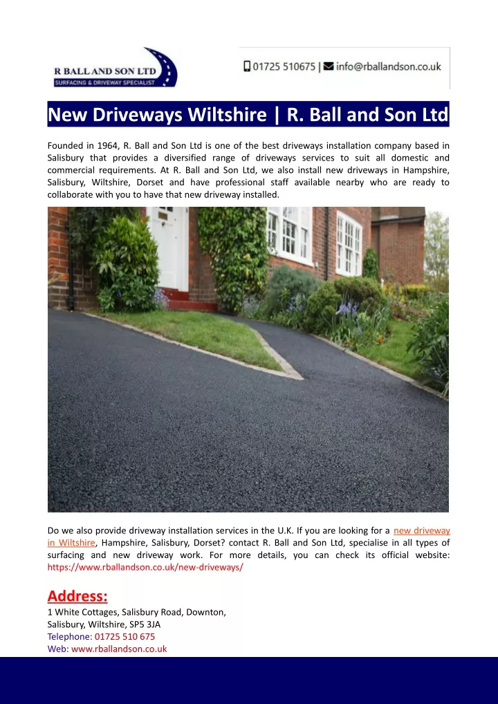 new driveways wiltshire r ball and son ltd