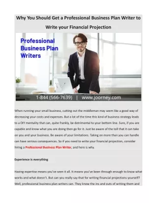 Why You Should Get a Professional Business Plan Writer to Write your Financial Projection