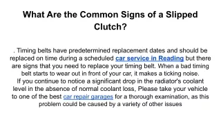 what are the common signs of a slipped clutch