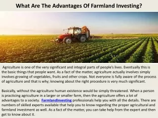 What Are The Advantages Of Farmland Investing?