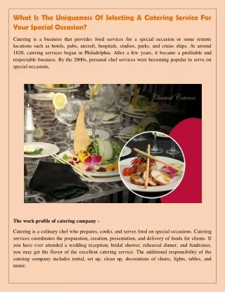 what is the uniqueness of selecting a catering