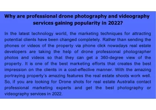 Why are professional drone photography and videography services gaining popularity in 2022