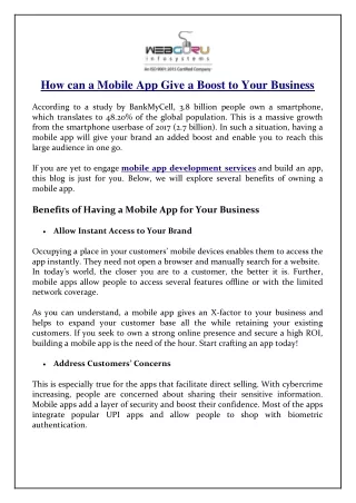 how can a mobile app give a boost to your business