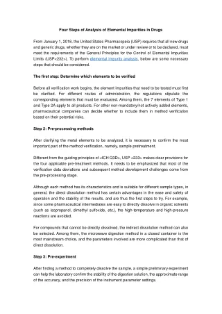 four steps of analysis of elemental impurities