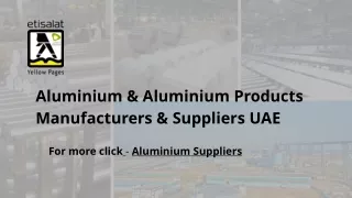 Aluminium & Aluminium Products Manufacturers & Suppliers UAE