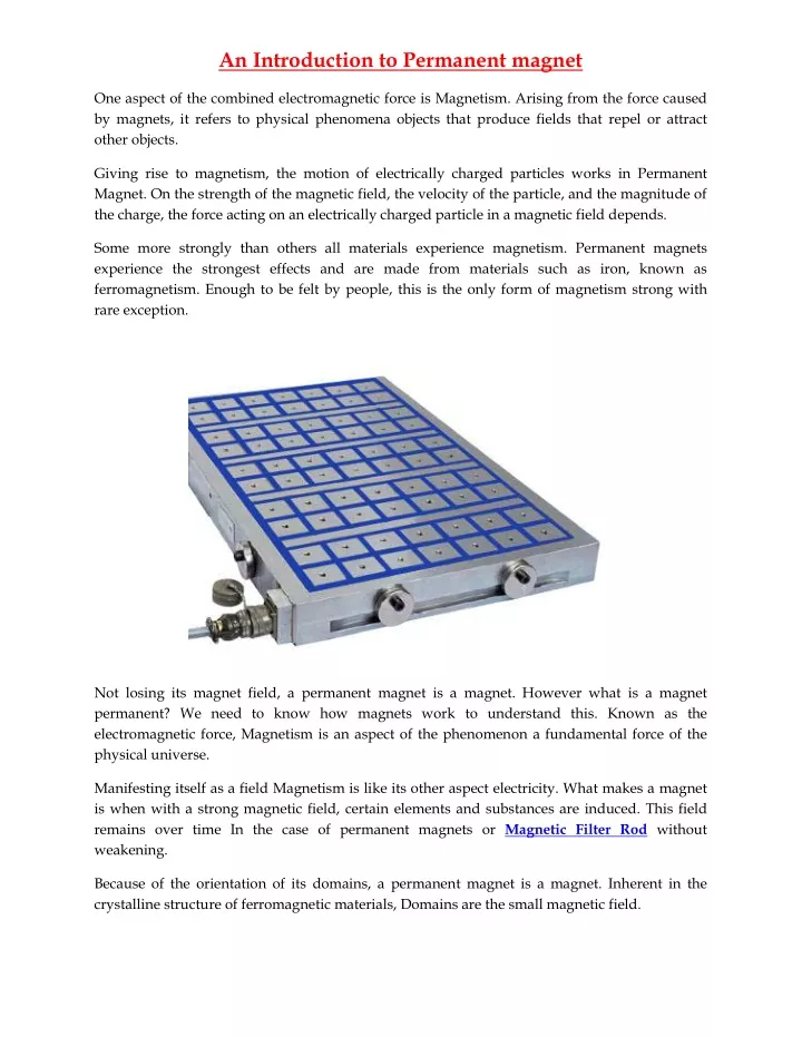 an introduction to permanent magnet